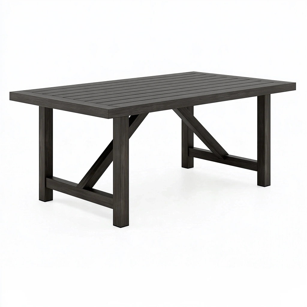 Stół ogrodowy 150 x 90 x 75 cm z tworzywa sztucznego antracytowy - prostokątny z listwowym blatem