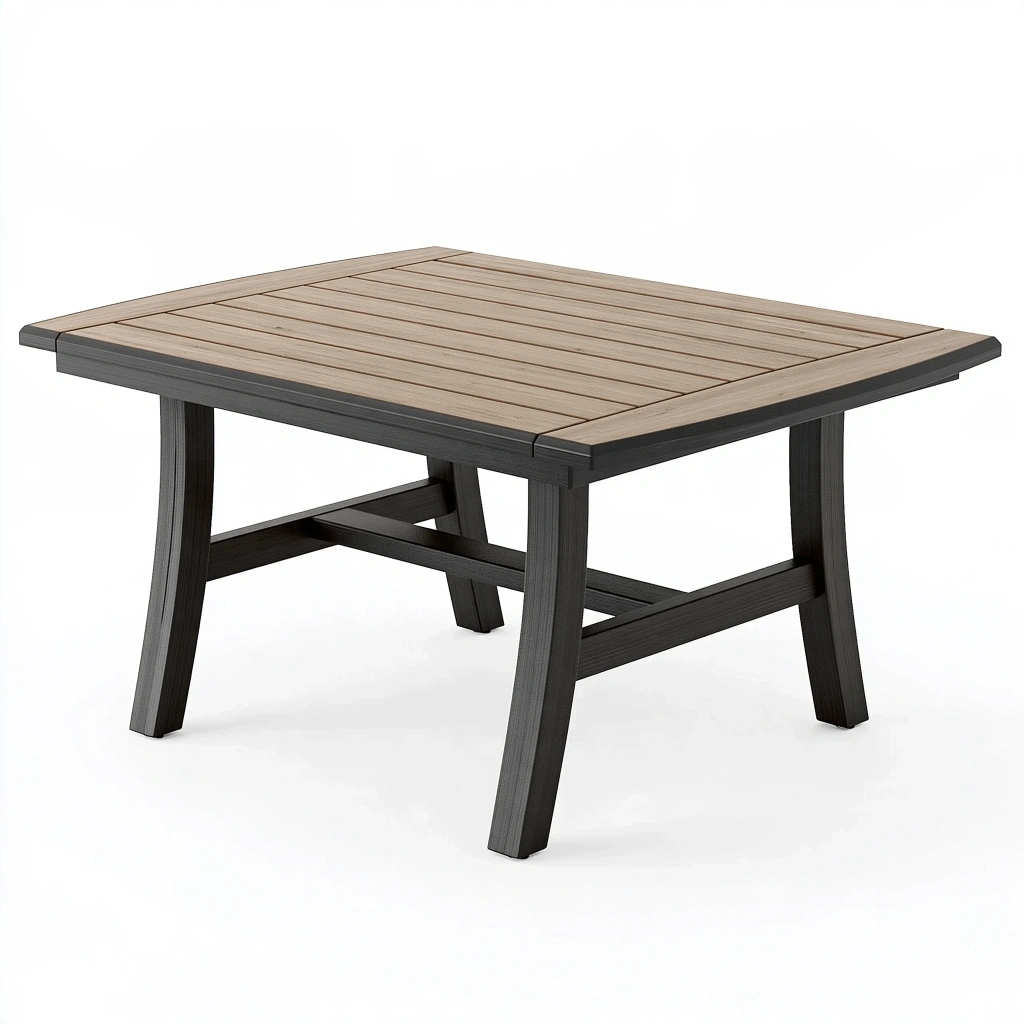 Stół ogrodowy 150 x 90 x 75 cm z tworzywa i metalu beżowo-antracytowy jadalny