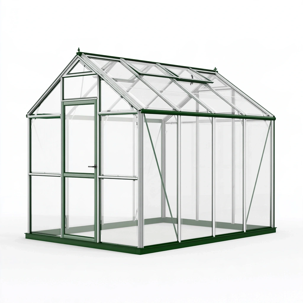 Szklarnia ogrodowa 250 x 190 x 195 cm aluminiowa zielona z przezroczystymi panelami i oknem dachowym